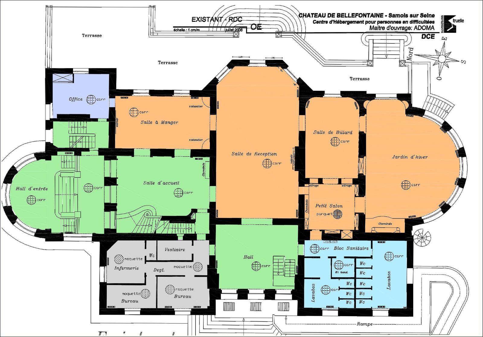 Plan du 1er étage annoté par l'architecte